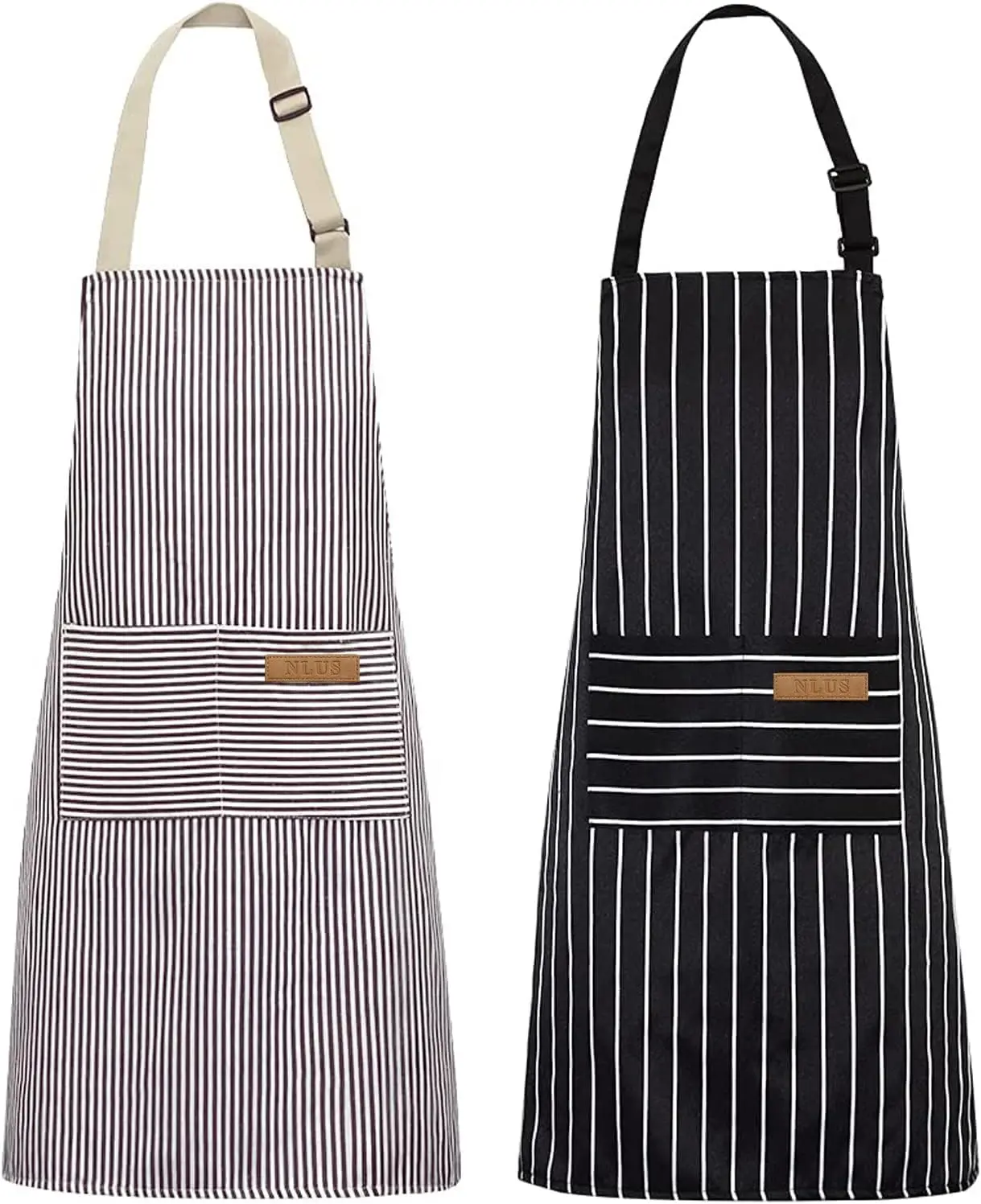 Unisex 2-Pack Gingham Waist Aprons - Adjustable Fabric, 2 Pockets, Adjustable Neck Strap, Large Size, Washable, Lightweight, All Seasons, Multifunctional Home Care Supplies, Gift Option, Waist Apron, Gingham Style