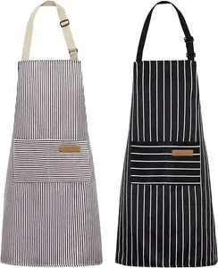 2-Pack Unisex Adjustable Fabric Kitchen Theme Aprons with 2 Pockets & Adjustable Neck Strap, Large Washable Multifunctional Protective Lightweight Home Supplies for Men Women, Gift Option, Adjustable Aprons