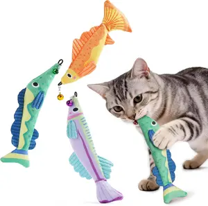 Puretoy 3 Pack Topmouth Catnip Fish with Removable Bell, 12000mg 100%Premium Cat Herb Filling, Natural Stimulation for Cats, Kicking & Teething Cat Toys