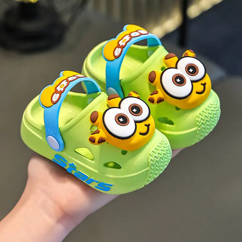 Kids' Unisex PVC Cute Slippers - 18-19 Size (Inner Length 12cm), Indoor Non-Slip Soft Bottom Footwear, Easy-to-Wear Beach Sandals, 18-19 Size (Inner Length 12Cm Mm)