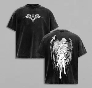 valentine shirts Y2K Tormented Angel T-Shirt, Fallen Dark Angel Graphic Tee, Gothic Guardian Angel Oversized Shirt, Vintage Washed Anime Angel Streetwear , Religious Gift