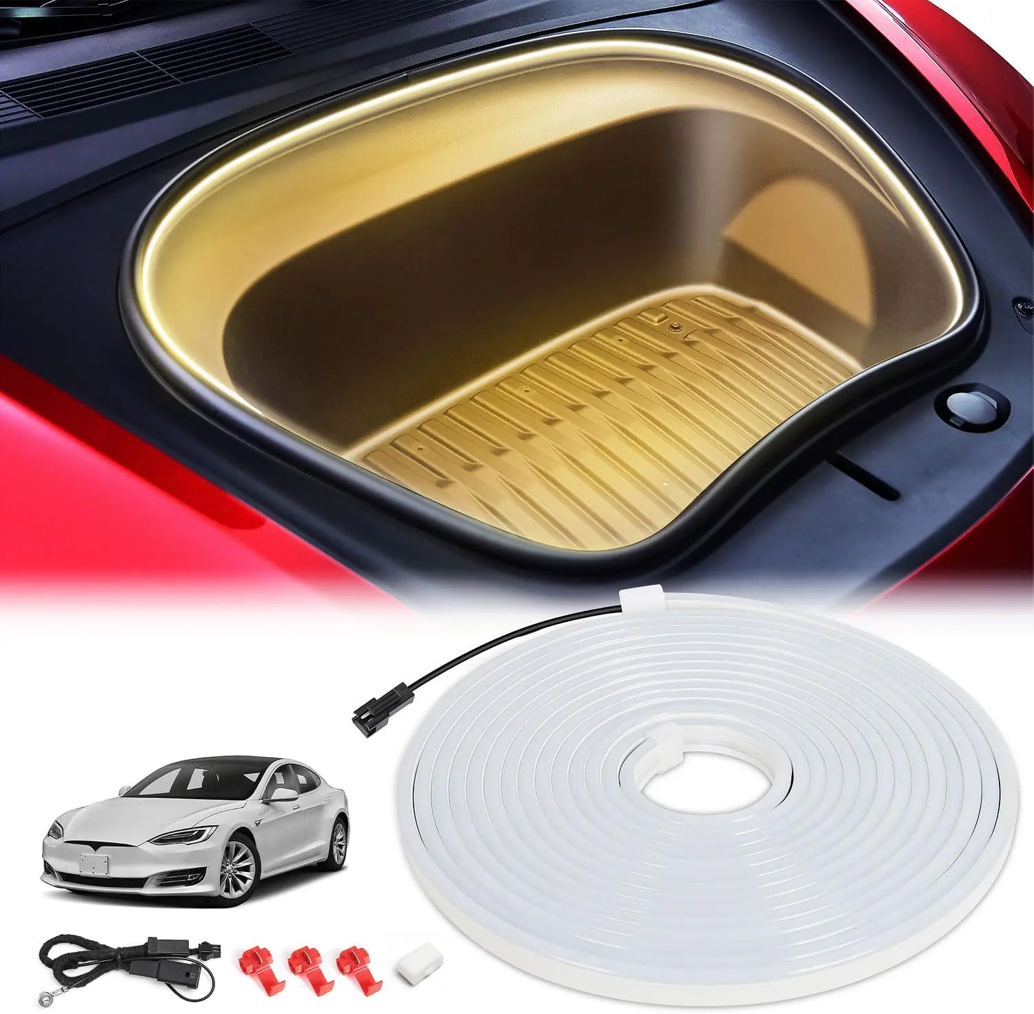 Ambient Led Frunk Lights for Tesla  Model  Model Y Front Interior Frunk Lightning String for Neon Atmosphere  Compatible with Tesla Accessories (Warm White)