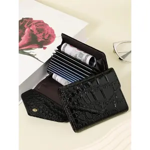 Women's Elegant Minimalist Crocodile Embossed Wallet, Trendy All-match Short Wallet, Fashionable Card Holder for Daily Use As Gift for Women, Minimalist Bifold Wallet, Minimalist Wallets, Credit Card Holder