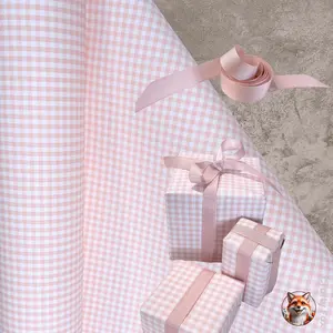 Eco-Friendly Paper Gingham Champagne Gift Wrap Paper 80gsm | Wrapping Paper , Best of gift, Meaningful gift. (Get 1 paper cutter when buying any 5 rolls)