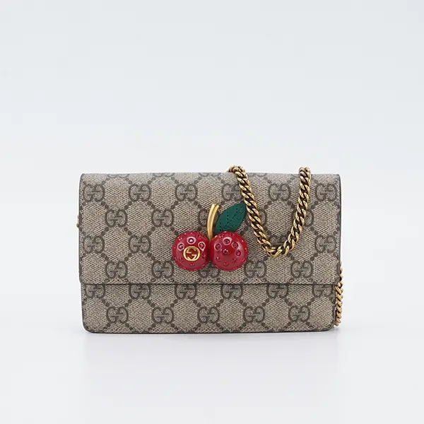 Pre-owned GUCCI leather Crossbody bags Supreme Mini Cherry Purse Crossbody Bag d0165