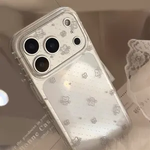 Cute Bear Case for 17 Pro Max iPhone 16 Transparent 15 Simple Polka Dot 13 Soft Case 14 Accessories