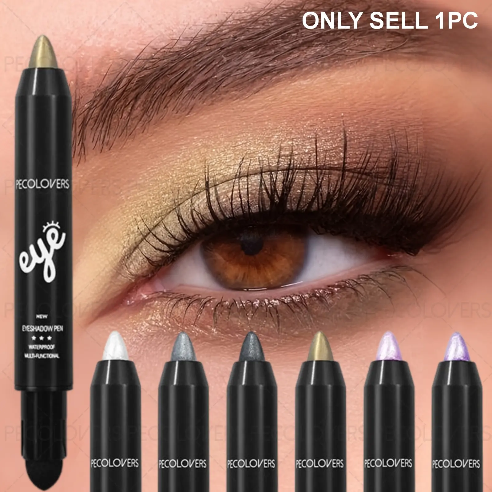 1PC Glitter Effect Eyeshadow Pencil, Waterproof and Sweatproof, Metallic Luster & Matte Finish, Shimmer, Easy To Apply, Perfect for Music Festivals, Parties and Daily Makeup