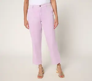 LOGO by Lori Goldstein Petite Stone Wash Ankle Pants