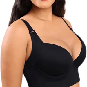Two Moneyspeaks Full Back Coverage Bras for Women, Fashion Deep Cup Hide Back Fat Bra with Shapewear Incorporated Push Up Fabric Fit