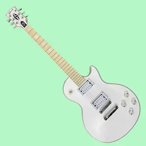 LP white Guitar HH pickups maple fingerboard 6 strings  22 frets Mahogany body Chromed hardware