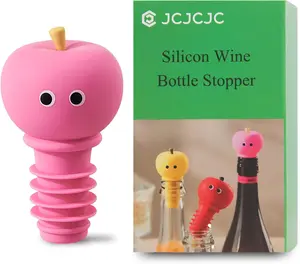 【Preserve Every Sip】 JCJCJC Pink Apple Wine Stopper, Silicone Airtight Saver for Standard Bottles