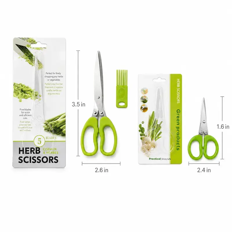 Camp Kitchen Stainless Steel Scissors Set - 1 Count 5-Layer Coriander & Herb Shears, Rust-Proof Multi-Edge Design, Easy-to-Clean Residue Removal Utensils, Birthday Gifts for Men/Boyfriends