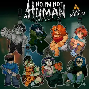 No, I’m Not a Human Keychains, Pale Visitor, Coat Guy, Seductive Woman, Cashier Girl, Protagonist, Cat Lady, Wireface, Widow Acrylic Keychains, Small, Meaningful, And Full Of Character, Unique Keychains That Add Charm To Every Bag And Key.