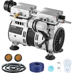 VEVOR Pond Aerators, 5.2CFM Aeration System for Lake up to 3 Acres, 3/4 HP Air Compressor, 1 Diffuser 100' Weighted Tubings, Aeration Pump for Outdoor Ponds Lakes Deep Water Oxygen CirculationVEVOR Super Brand Day