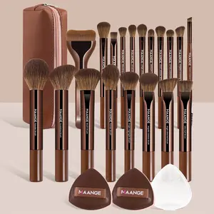 MAANGE 22pcs Makeup Tool Set Includes 19pcs Makeup Brushes + 2pcs Powder Puffs + 1pc Cosmetic Bag, Foundation Brush Blush Brush Highlight Brush Contour Brush Concealer Brush Eyeshadow Brush Blending Brush Eyebrow Brush, Essential Beauty Kit for Daily Use