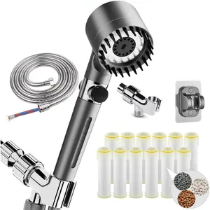 Filtered Shower Head with Handheld - High Pressure 3 Spray Modes Showerhead with Filters, 12 Replaceable Water Softener Filters for Hard Water |   Ion Shower Drops Head with 75" Anti-Burst Hose