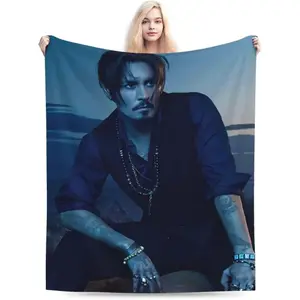 Blanket Johnny Depp Soft and Comfortable Warm Fleece Throw Blankets Yoga Blankets Beach Blanket Picnic Blankets Gift for Dorm room office decor Sofa Bed Camping Travel All Season