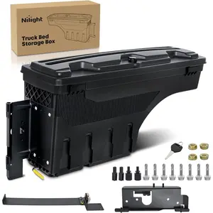 Nlilght Truck Bed Tool Box Left Drivers Side Truck Tool Box Fit for Dodge Ram 1500 2500 3500 2002-2018 ABS Swing Case Truck Bed Storage Box w Lockable Lid Waterproof Wheel Well Toolbox, without Rambox