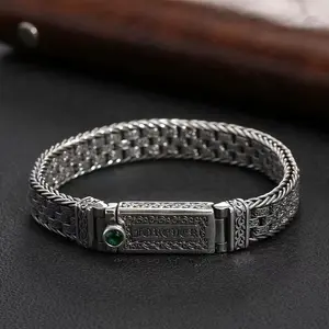 925 stering Siery bracelet aix word matra irlid ucdle handnade woven eto hai tye acesory spritual nininalit stye bracelt vintags handirat wristband fationabl, for eanager