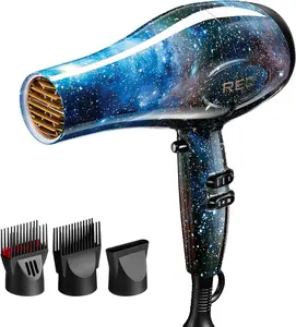 RED BY KISS Designer Series 3200 Blow Dryer, 3 Heat & 2 Speed Settings, Cool Shot, 25% More Airflow, Patented Detangler Pik, Unique Pattern, Frizz Control, Fast Drying