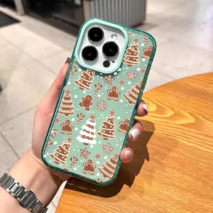 Christmas Tree Gingerbread Pattern Phone Case for iPhone 17 16 15 14 Pro Max 13 12 11 Plus Clear Crystal Drop-proof Slim Silicone Shockproof Transparent Protective Cover