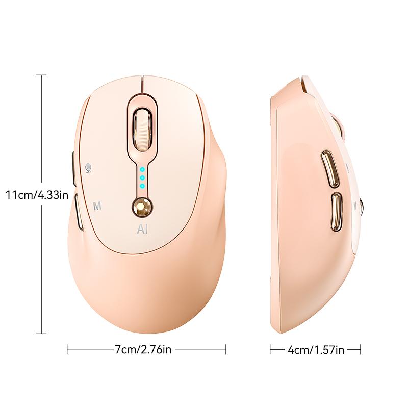 AI Voice Smart Mouse with New AI Model for Efficient Office Use One-Click Operation in Pink & White Ideal for Modern Office Tasks