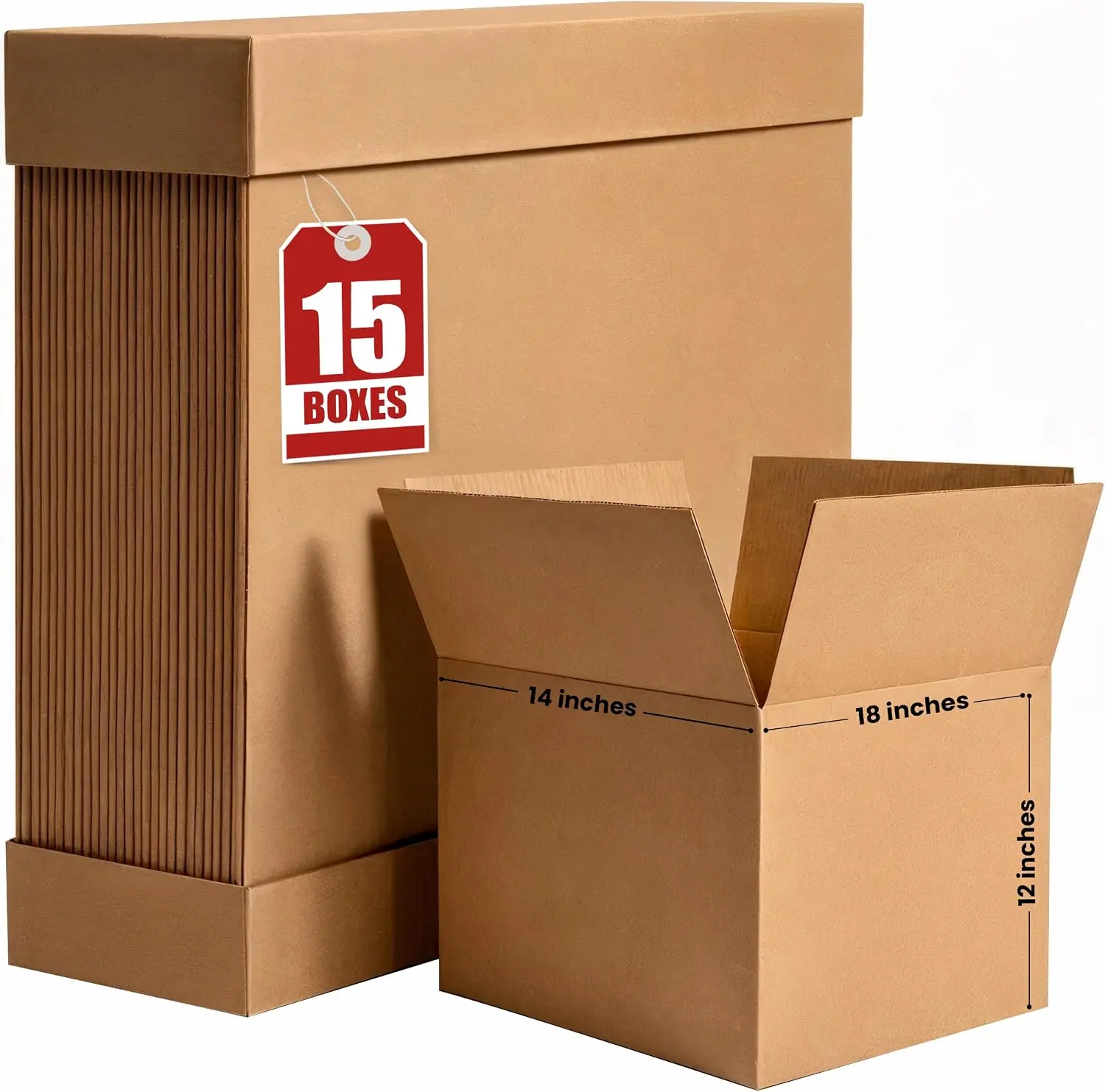 Moving Boxes, Heavy Duty Medium Moving Boxes 18x14x12 Inches, Corrugated Boxes 15 Pack - Cardboard Boxes for Packaging, Moving, Shipping, Packing and Storage.