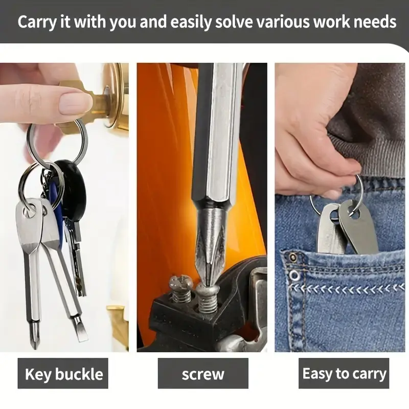 Portable Screwdriver Keychain, Multi-Tool Slotted Screwdriver, Alphabet Design, Car Keychain Accessory, Keyring Screwdriver