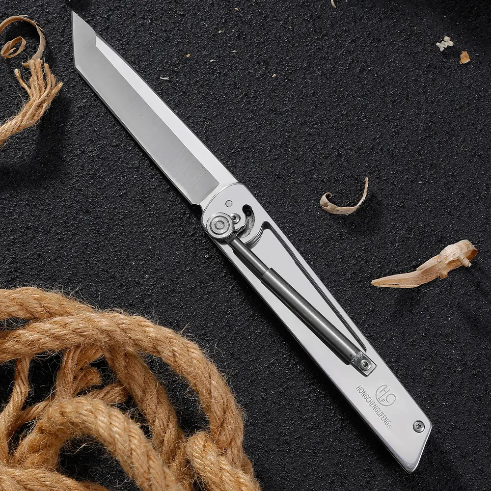 Folding Pocket Knife - Full Steel Blade Folding Tool, Pocket-Size Design for Outdoor Use