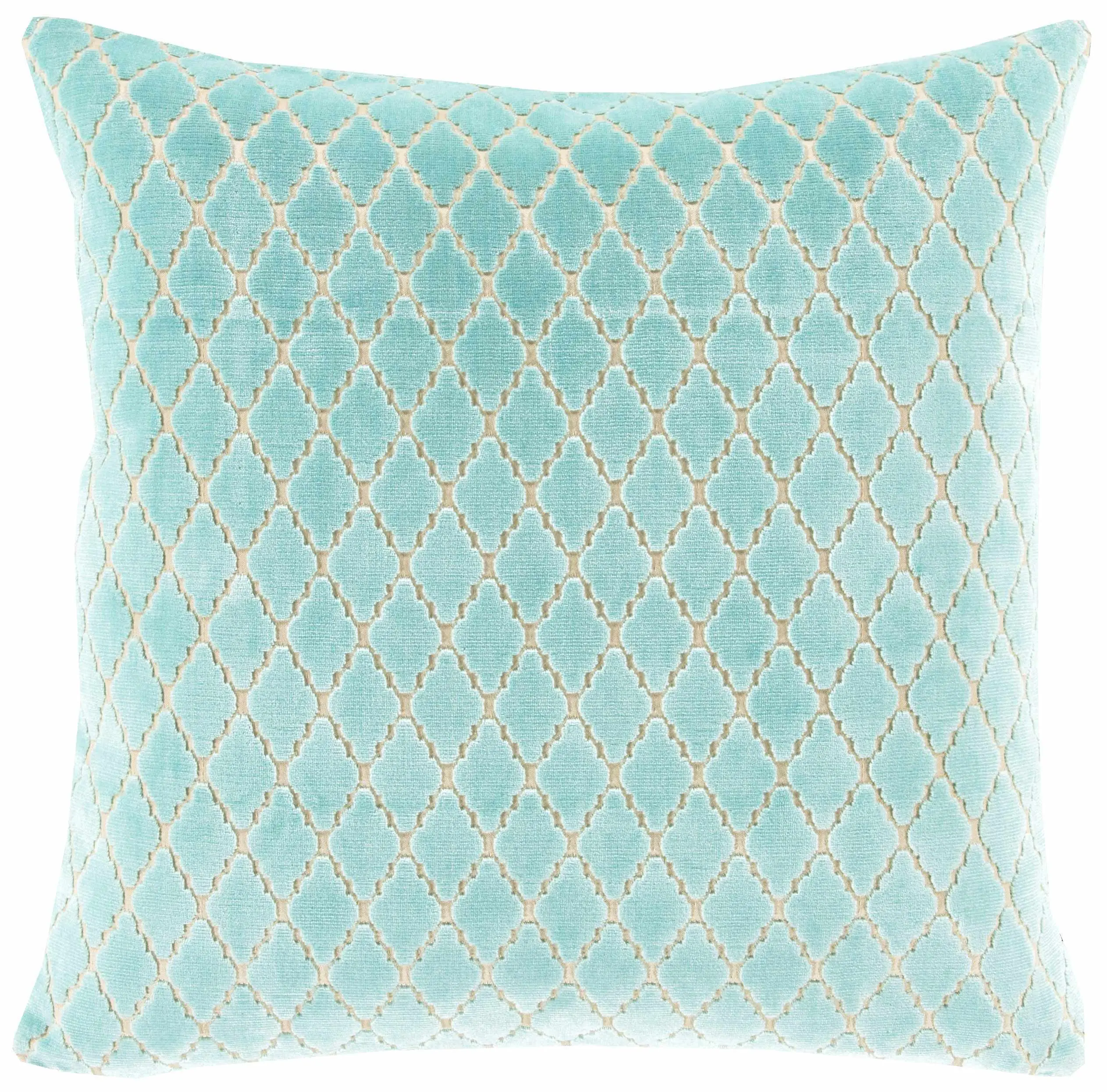 Ponteland Aqua Trellis Pattern Decorative Fabric Cushion - Clearance Cushion Accessory for Household Textiles
