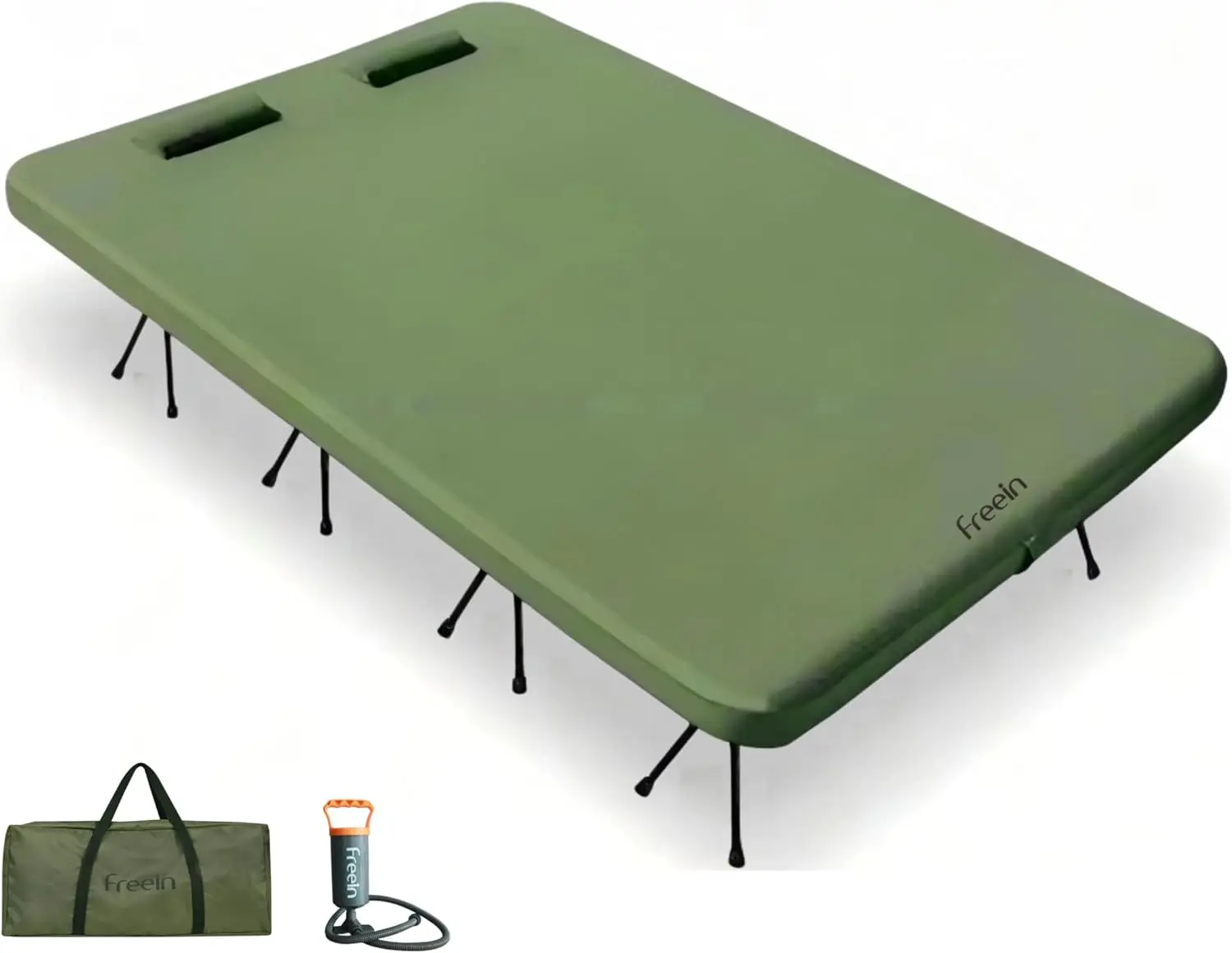 inCustom Inflatable Camping Cot, 2-in-1 Sleep System, 7PSI Drop-Stitch Inflatable Mattress, Dual Height Foldable Camping Bed for Camping, SUV, Travel & Overnight Guests