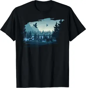 100% Cotton Beautiful Mountain, Nature Trees and Forest T-Shirt