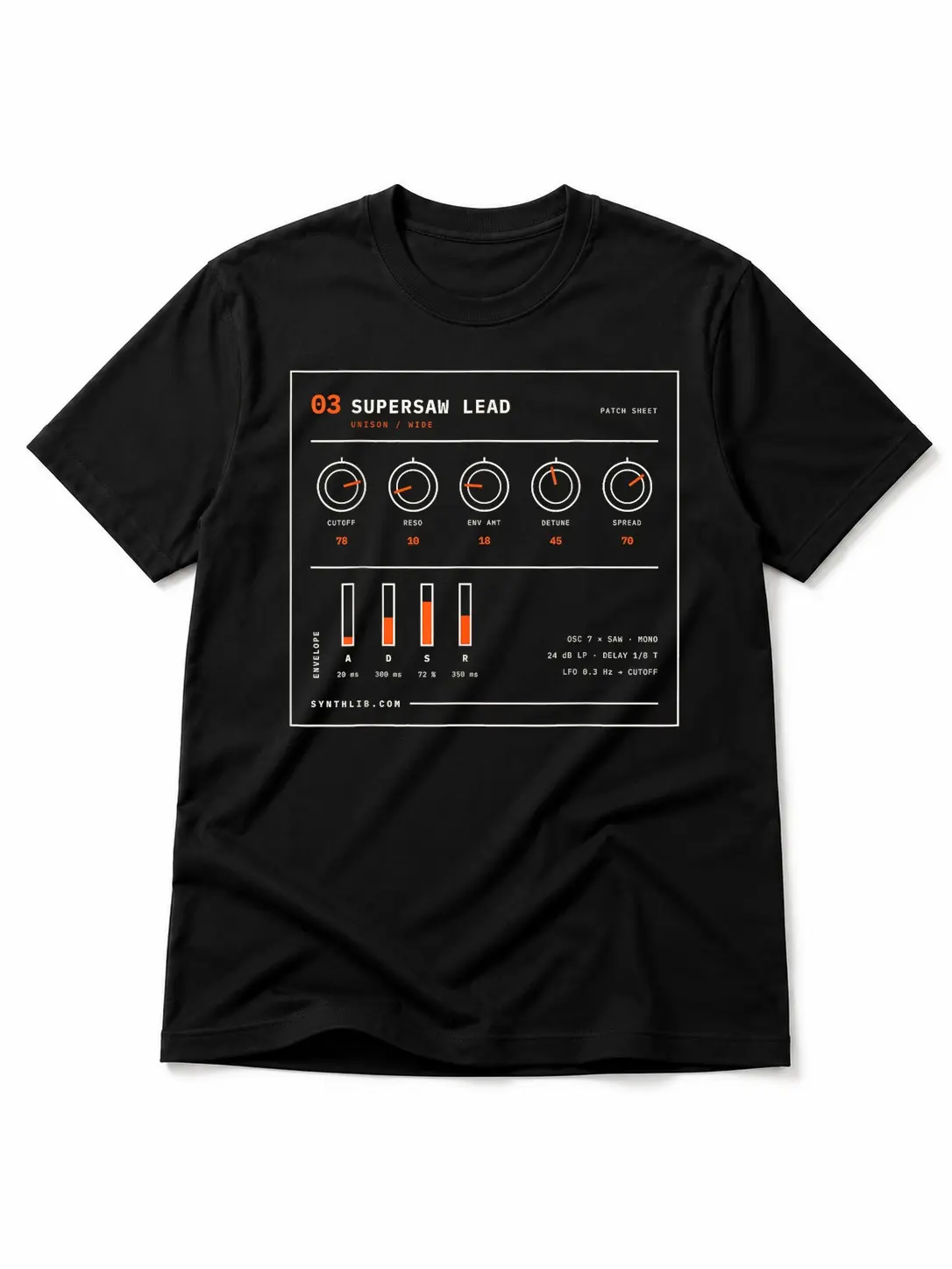 Supersaw Lead Wide Unison Patch Sheet T-Shirt