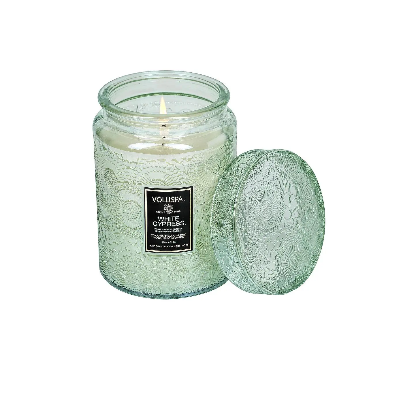 Voluspa White Cypress Large Jar Candle in Woody