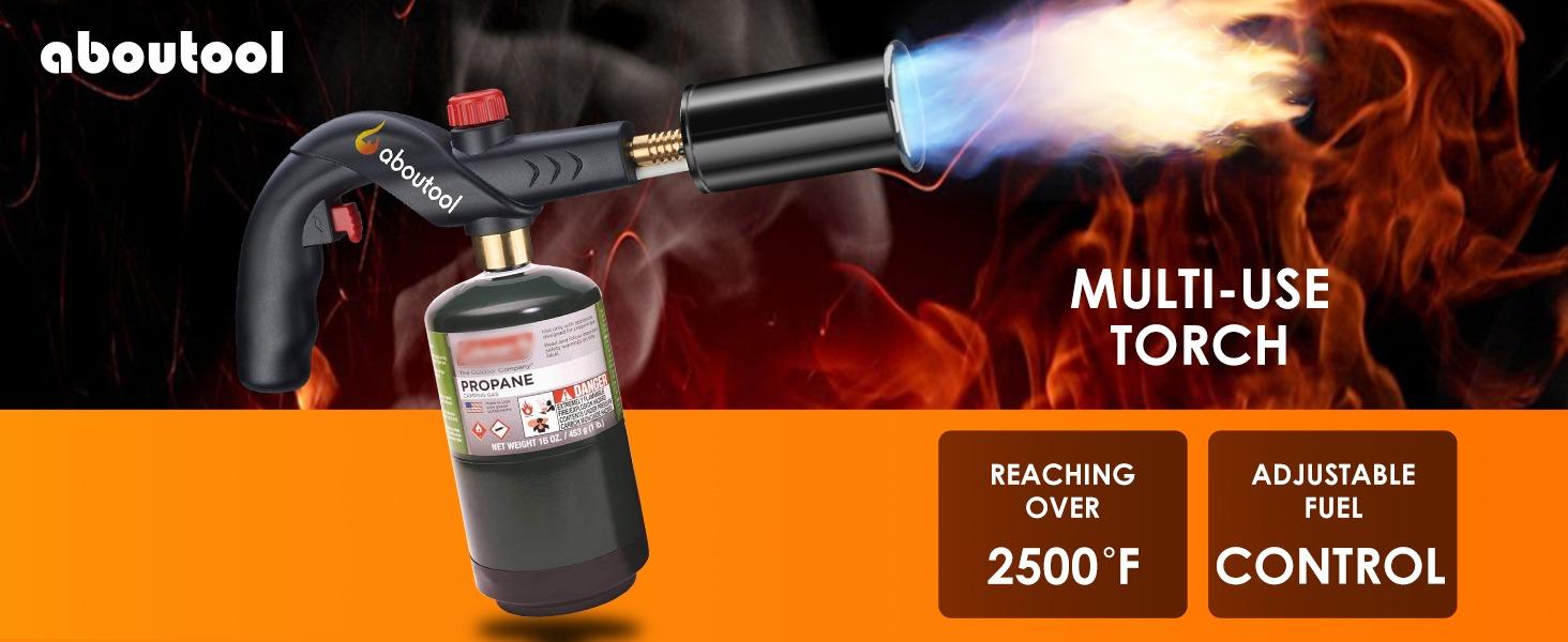 Propane Cooking Torch, Torch Head for Propane Tank with Igniter Searing Torch for Sous Vide Charcoal Torch Lighter BBQ Grill Flame Thrower Campfire Starter (Propane Tank Not Included)