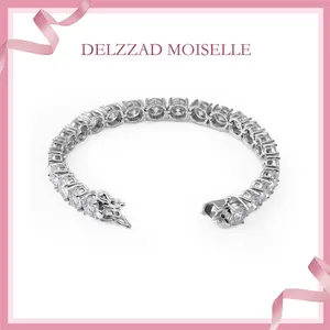 Delzzad Tennis Bracelet VVS D Color Synthetic Moissanite S925 Sterling Silver Tennis Chain Birthday Anniversary Mother's Day Gifts for Men Women With Giftbox Dainty Layered Anklet
