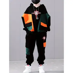 Boys' 2-Piece Set Casual Hooded Sweatshirt and Pants Set Cotton Blend Rayon Polyester Letter Pattern Long Sleeve Drop Shoulder Slightly Stretchy Spring and Autumn Outdoor Wear