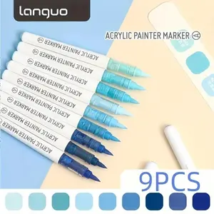 Languo 45 Color Acrylic Painting Markers Set, Large Capacity Soft Tip Markers for Students and Artists, Non-Transparent Variable Colors, Art Pen Marker