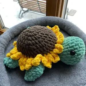 Handmade Crocheted Sunflower Turtle – A Bright & Cheerful Little Sunshine Friend!