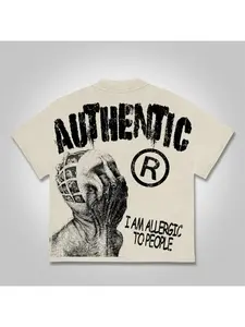 Vintage I Am Allergic To People Graphics Print Cotton T-shirt Men Y2K Summer Short Sleeves Round Neck Oversized Tshirt Streetwear Women Tops
