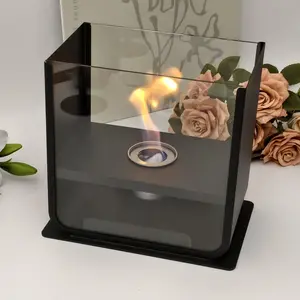 Square Fireplace, Desktop Fireplace, Alcohol Burning Real Fire Fireplace, Suitable for Indoor & Outdoor Atmosphere, Wonderful Gift for Friend & Family