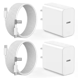 For iPhone 16 Charger,2Pack 20W USB C Wall Charger Block With 10FT Long USB C Cable Cord for iPhone 16 15 Pro Max 15 Plus/iPad mini/Air/Pro/AirPods Pro