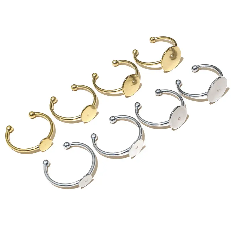 10pcs 6-12mm Stainless Steel Craft Ring Cabochons Blank Base Setting Flat Bezel Tray DIY Jewelry Making Accessories Findings