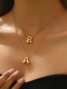 Stainless Steel Bubble Letter Necklace for Women, 26 Alphabet Pendants Jewelry Gift, Perfect for Daily Wear & Special Occasions