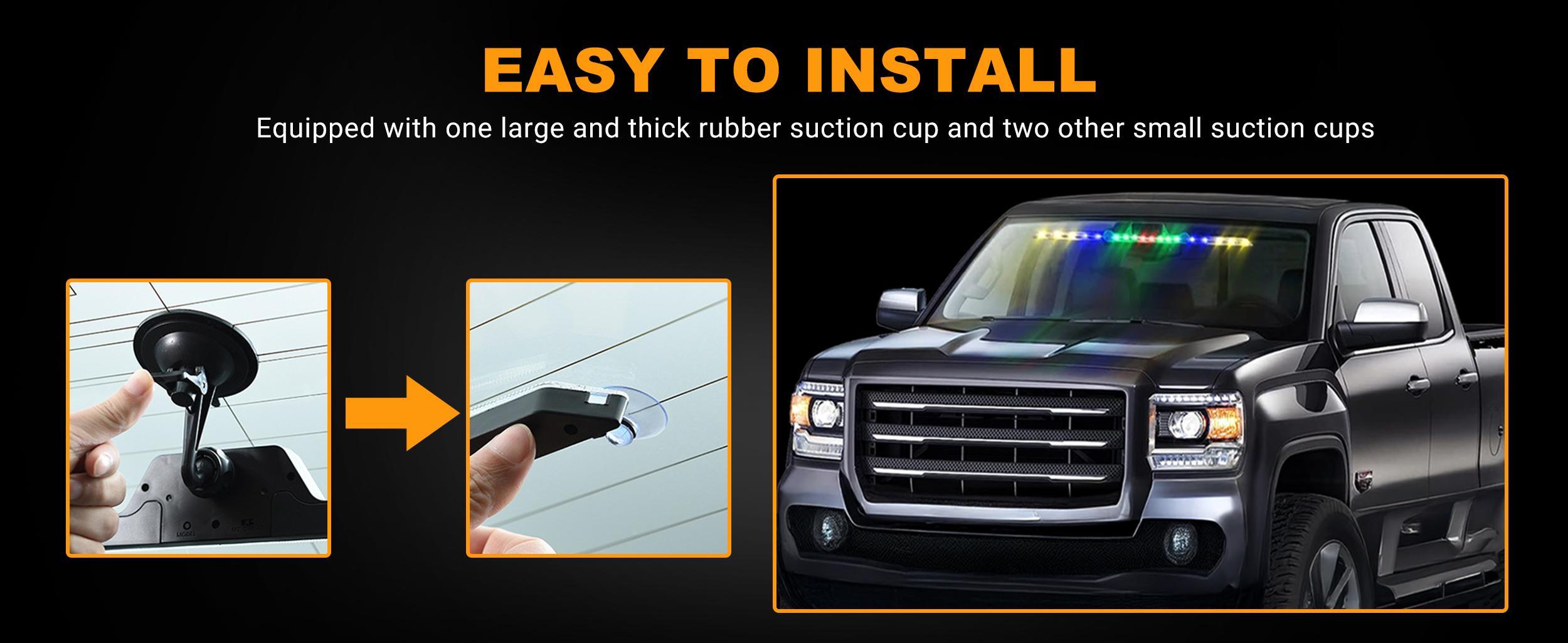 DIBMS Emergency Strobe Lights for Trucks, 2 in 1 RGB Lighting Bar with Manual and Remote Control, Bright LED Safety Flashing Warning Hazard Interior Front/Rear Windshield Lights for Vehicles and Cars underglow  neon  tubes car stuff for men