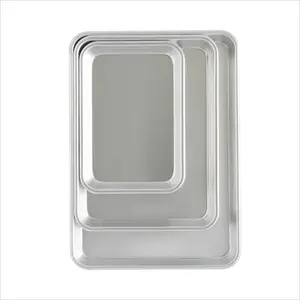 Naturals 3 Piece Aluminum Bakeware Set with Jelly Roll, Quarter & Eighth Sheet Rectangular Cookie & Baking Sheet Pans