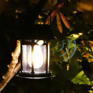 Solar Motion Sensor Hanging Lanterns Waterproof Rechargeable Outdoor Camping Lights for Garden Patio Vintage Yard Decor Gifts