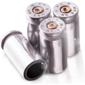 40 Cal Bullet Shaped Casing Tire Valve Stem Caps| Tire Pressure Caps| Stem Tires Accessories for Cars, SUVs, BMX Bike, Bicycle, Truck, Motorcycle| Nickel Stems Covers (Set of 4)