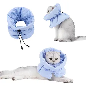 Cat Recovery Collar, Soft Adjustable Cone for Cats and Kittens, Lightweight Waterproof Elizabethan Collar for After-Surgery Care, Prevent Licking and Scratching, Neck Protector for Pets (Light Blue,S)