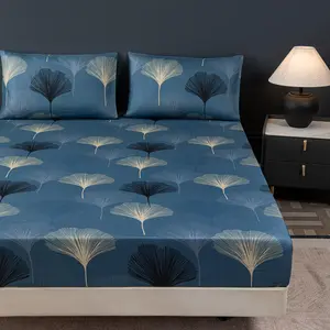 3pcs Bed Sheet Set High-end Brushed Cotton Skin-friendly Comfortable Plant Geometric Floral Home Hotel Supplies (1 Bed Sheet + 2 Pillowcases) No Filling